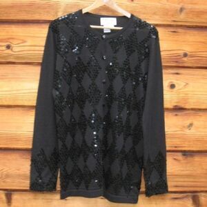 Vintage Black Sequin Cardigan Sweater
